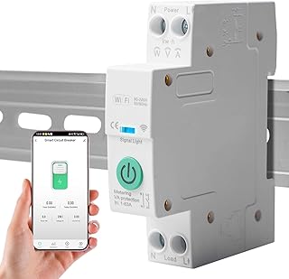 Disjoncteur intelligent WiFi - 1P - Rail DIN - Télécommande sans fil - Compatible avec Alexa et Google Assistant Smart Life TUYA - Avec mètre 1 ~ 63 A
