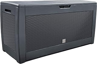 vounot® Coffre de Rangement Exterieur 310L en PP 119 x 48 x 60 CM Fabriqué en Europe Style Polyrotin Anthracite