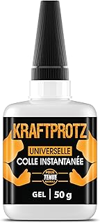 Colle forte gel 50 g – ne coule pas & ultra précise – super glue résistante à l’eau, à la chaleur & aux vibrations – colle universelle plastique, bois, métal, verre – bouchon aiguille – KRAFTPROTZ