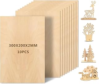 10 Pièces Contreplaqué 2mm, Planche Bois Brut Tilleul 300 x 200mm pour DIY, Peinture, Pyrogravure, Découpe Laser, Modélisme et Autres Loisirs Créatifs, Panneau en Bois pour Débutants