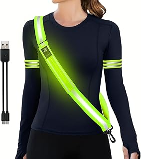 LED Sécurité Rechargeable USB, Bandes Réfléchissantes Ceinture de Sécurité Lumineux pour Vélo, Moto, Randonnée