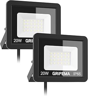 GRIFEMA 2PCS Projecteur LED Extérieur 20W, 24 LEDs, 2200LM, IP66 Étanche, Éclairage Mural Blanc Froid 6500K pour Jardin, Terrasse, Garage et Sécurité, Sans Prise​