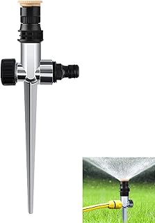Arroseur Jardin Circulaire à Secteurs 30° à 360° avec Piquet Métal Réglable, Arrosage Manuel Gazon Pelouse Surface Moyenne, Connectable en Série, Jet Orientable, Arroseur Fixe Haute Pression Extérieur