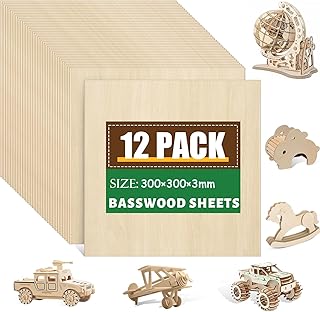 12 Pièces Contreplaqué 3mm, 300mm×300mm Planche en Bois Bricolage, Feuilles de Bois Minces, Bois pour l