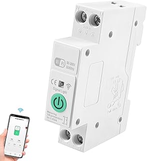 WiFi Disjoncteur Interrupteur Connecté avec Commande Vocale Minuterie Interrupteur à Télécommande Compatible avec TUYA/Smart Life APP Alexa Google Assistant pour Smart Home