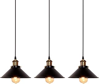 Newrays Lot de 3 luminaires suspendus industriels rétro en fer noir, cuisine, bar, balcon