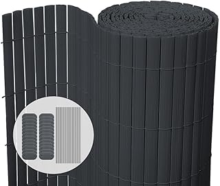 VOUNOT® Canisse en PVC Brise Vue Ultra Renforcé avec Attaches de Fixation Double Face pour Jardin Balcon et Terrasse Résistante à la Corrosion et aux Intempéries 80x300cm Gris