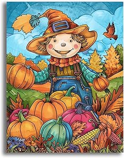 VAIIEYO 5D DIY Halloween Diamond Painting Adulte, Épouvantail Diamant Painting Canevas Broderie Diamant Kit Complet Point De Croix Broderie Salon Chambre Autocollant Mural Décoration 30x40cm