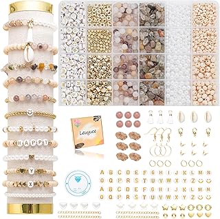 Perles Pour Bracelet Kit Bijoux Creation Adulte Creation Bijoux avec Lettres DIY Bracelet Collier Pendentif Charmes en Cristal,en Jade Imitant